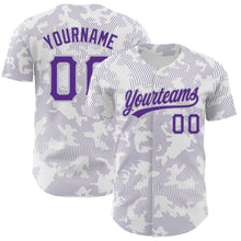 Load image into Gallery viewer, Custom White Purple-Gray 3D Pattern Design Curve Lines Authentic Baseball Jersey