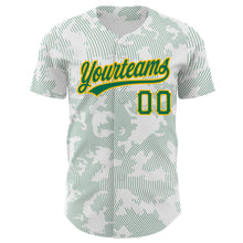 Load image into Gallery viewer, Custom White Kelly Green-Gold 3D Pattern Design Curve Lines Authentic Baseball Jersey