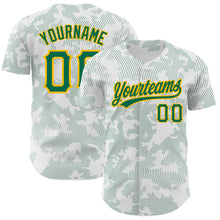 Load image into Gallery viewer, Custom White Kelly Green-Gold 3D Pattern Design Curve Lines Authentic Baseball Jersey