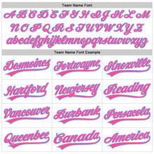 Load image into Gallery viewer, Custom White Pink-Light Blue 3D Pattern Design Curve Lines Authentic Baseball Jersey