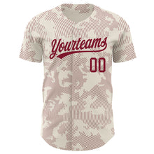 Charger l'image dans la galerie, Custom Cream Crimson 3D Pattern Design Curve Lines Authentic Baseball Jersey