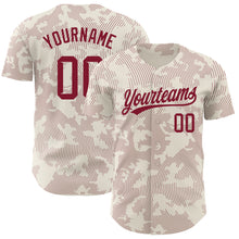Charger l'image dans la galerie, Custom Cream Crimson 3D Pattern Design Curve Lines Authentic Baseball Jersey