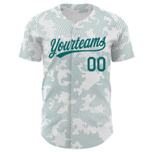 Load image into Gallery viewer, Custom White Teal 3D Pattern Design Curve Lines Authentic Baseball Jersey