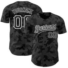 Load image into Gallery viewer, Custom Black White 3D Pattern Design Curve Lines Authentic Baseball Jersey