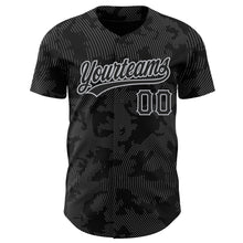 Charger l'image dans la galerie, Custom Black Gray 3D Pattern Design Curve Lines Authentic Baseball Jersey