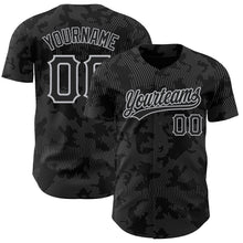 Charger l'image dans la galerie, Custom Black Gray 3D Pattern Design Curve Lines Authentic Baseball Jersey