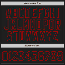 Load image into Gallery viewer, Custom Black Red 3D Pattern Design Curve Lines Authentic Baseball Jersey