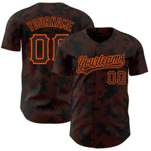 Load image into Gallery viewer, Custom Black Orange 3D Pattern Design Curve Lines Authentic Baseball Jersey