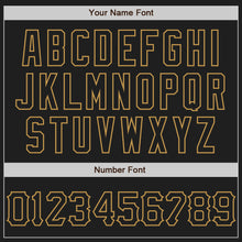Load image into Gallery viewer, Custom Black Old Gold 3D Pattern Design Curve Lines Authentic Baseball Jersey