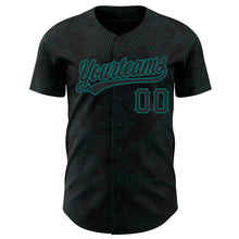 Load image into Gallery viewer, Custom Black Teal 3D Pattern Design Curve Lines Authentic Baseball Jersey