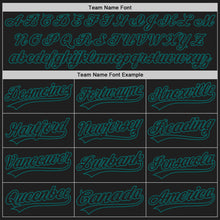 Load image into Gallery viewer, Custom Black Teal 3D Pattern Design Curve Lines Authentic Baseball Jersey