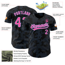 Load image into Gallery viewer, Custom Black Pink-Light Blue 3D Pattern Design Curve Lines Authentic Baseball Jersey