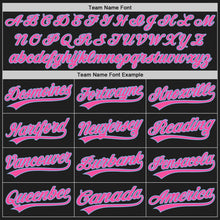 Load image into Gallery viewer, Custom Black Pink-Light Blue 3D Pattern Design Curve Lines Authentic Baseball Jersey