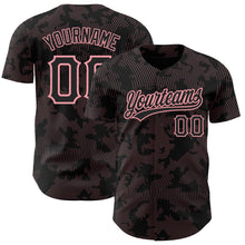 Load image into Gallery viewer, Custom Black Medium Pink 3D Pattern Design Curve Lines Authentic Baseball Jersey