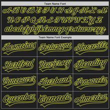 Load image into Gallery viewer, Custom Black Neon Yellow 3D Pattern Design Curve Lines Authentic Baseball Jersey