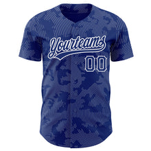 Load image into Gallery viewer, Custom Royal White 3D Pattern Design Curve Lines Authentic Baseball Jersey