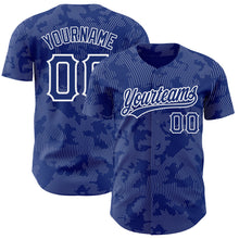 Load image into Gallery viewer, Custom Royal White 3D Pattern Design Curve Lines Authentic Baseball Jersey