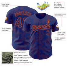 Load image into Gallery viewer, Custom Royal Orange 3D Pattern Design Curve Lines Authentic Baseball Jersey