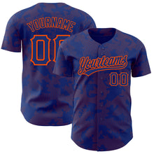 Load image into Gallery viewer, Custom Royal Orange 3D Pattern Design Curve Lines Authentic Baseball Jersey