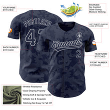 Load image into Gallery viewer, Custom Navy Gray 3D Pattern Design Curve Lines Authentic Baseball Jersey