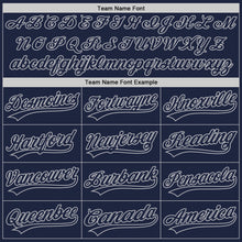 Load image into Gallery viewer, Custom Navy Gray 3D Pattern Design Curve Lines Authentic Baseball Jersey