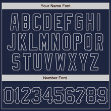 Load image into Gallery viewer, Custom Navy Gray 3D Pattern Design Curve Lines Authentic Baseball Jersey