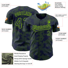 Load image into Gallery viewer, Custom Navy Neon Green 3D Pattern Design Curve Lines Authentic Baseball Jersey