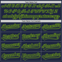 Load image into Gallery viewer, Custom Navy Neon Green 3D Pattern Design Curve Lines Authentic Baseball Jersey