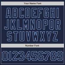Load image into Gallery viewer, Custom Navy Light Blue 3D Pattern Design Curve Lines Authentic Baseball Jersey