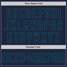 Load image into Gallery viewer, Custom Navy Teal 3D Pattern Design Curve Lines Authentic Baseball Jersey