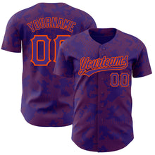 Load image into Gallery viewer, Custom Purple Orange 3D Pattern Design Curve Lines Authentic Baseball Jersey