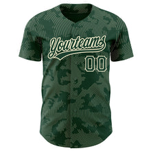 Load image into Gallery viewer, Custom Green Cream 3D Pattern Design Curve Lines Authentic Baseball Jersey