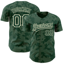Load image into Gallery viewer, Custom Green Cream 3D Pattern Design Curve Lines Authentic Baseball Jersey