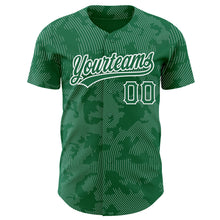 Load image into Gallery viewer, Custom Kelly Green White 3D Pattern Design Curve Lines Authentic Baseball Jersey