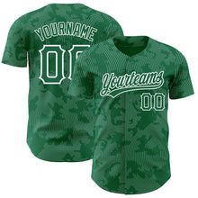 Load image into Gallery viewer, Custom Kelly Green White 3D Pattern Design Curve Lines Authentic Baseball Jersey