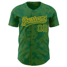 Load image into Gallery viewer, Custom Kelly Green Gold 3D Pattern Design Curve Lines Authentic Baseball Jersey