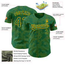 Load image into Gallery viewer, Custom Kelly Green Gold 3D Pattern Design Curve Lines Authentic Baseball Jersey