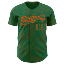 Load image into Gallery viewer, Custom Kelly Green Orange 3D Pattern Design Curve Lines Authentic Baseball Jersey