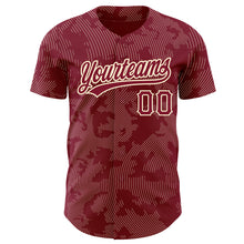 Load image into Gallery viewer, Custom Crimson Cream 3D Pattern Design Curve Lines Authentic Baseball Jersey