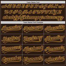 Load image into Gallery viewer, Custom Brown Gold 3D Pattern Design Curve Lines Authentic Baseball Jersey