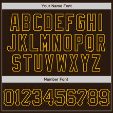Load image into Gallery viewer, Custom Brown Gold 3D Pattern Design Curve Lines Authentic Baseball Jersey