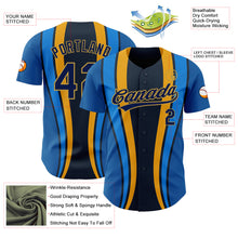 Загрузить изображение в средство просмотра галереи, Custom Royal Navy-Old Gold 3D Pattern Design Side Stripes Authentic Baseball Jersey