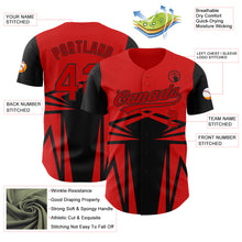 Load image into Gallery viewer, Custom Red Black 3D Pattern Design Side Sharp Edges Authentic Baseball Jersey