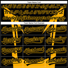 Load image into Gallery viewer, Custom Black Gold 3D Pattern Design Side Sharp Edges Authentic Baseball Jersey