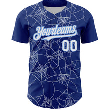 Charger l'image dans la galerie, Custom Royal White-Light Blue 3D Pattern Design Spider Web Authentic Baseball Jersey