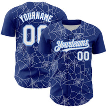 Charger l'image dans la galerie, Custom Royal White-Light Blue 3D Pattern Design Spider Web Authentic Baseball Jersey