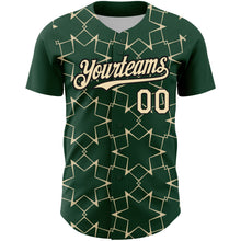 Charger l'image dans la galerie, Custom Green Cream-Black 3D Pattern Design Star Lines Authentic Baseball Jersey