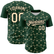 Charger l'image dans la galerie, Custom Green Cream-Black 3D Pattern Design Star Lines Authentic Baseball Jersey
