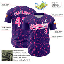 Load image into Gallery viewer, Custom Purple Pink-White 3D Pattern Design Star Lines Authentic Baseball Jersey