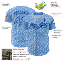 Load image into Gallery viewer, Custom Light Blue Black-White 3D Pattern Design Arabesque Shape Authentic Baseball Jersey